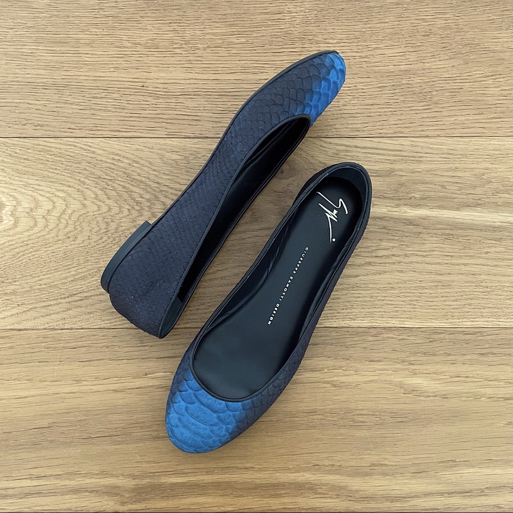 Giuseppe Zanotti Design Black Python-print Ballerina Flats, IT38